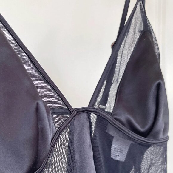 Y2K La Senza Lingerie, Black Sheer Lingerie, Satin Mesh Black Lingerie, Vintage - Picture 3 of 7